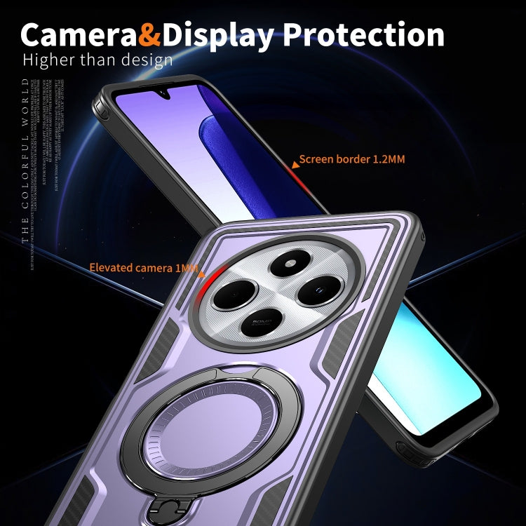 For Redmi 14C 4G / 5G / 14R 5G PC Hybrid TPU Armor MagSafe Ring Holder Phone Case
