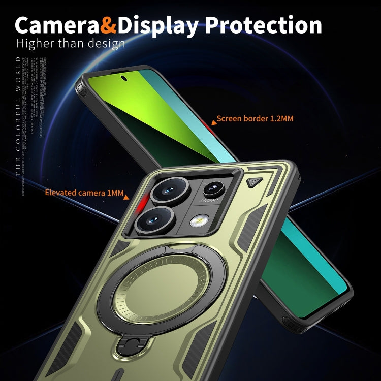 For Redmi Note 13 5G PC Hybrid TPU Armor MagSafe Ring Holder Phone Case