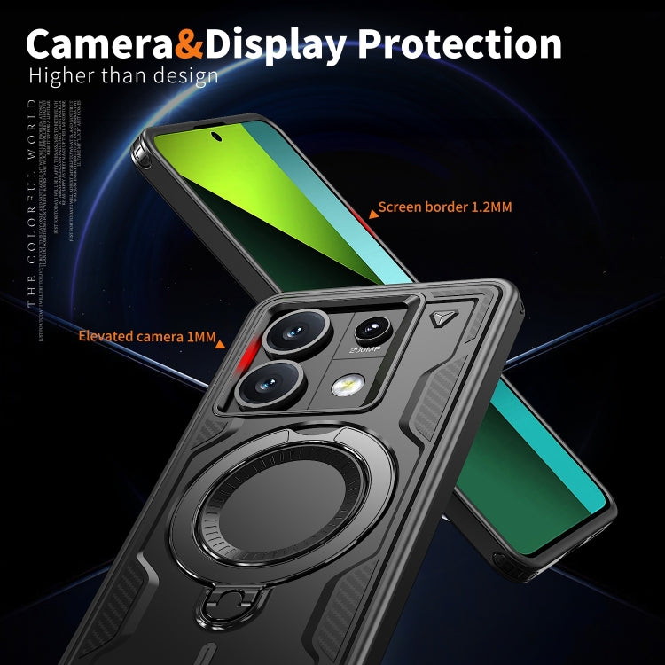 For Redmi Note 13 5G PC Hybrid TPU Armor MagSafe Ring Holder Phone Case