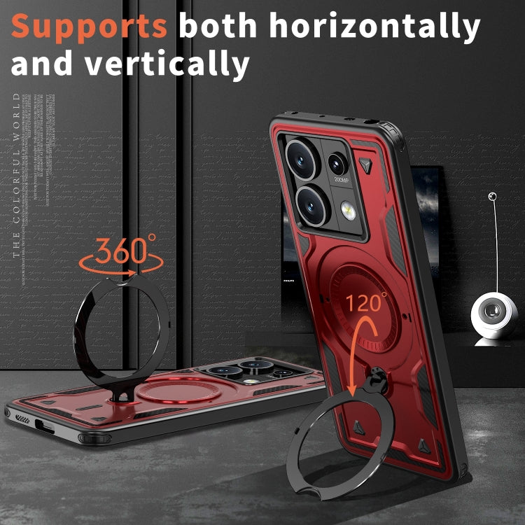 For Redmi Note 13 5G PC Hybrid TPU Armor MagSafe Ring Holder Phone Case