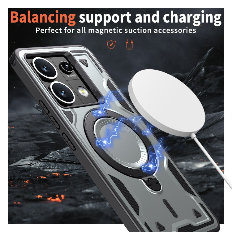 For Redmi Note 13 5G PC Hybrid TPU Armor MagSafe Ring Holder Phone Case