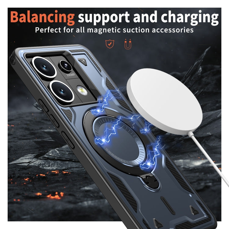 For Redmi Note 13 5G PC Hybrid TPU Armor MagSafe Ring Holder Phone Case