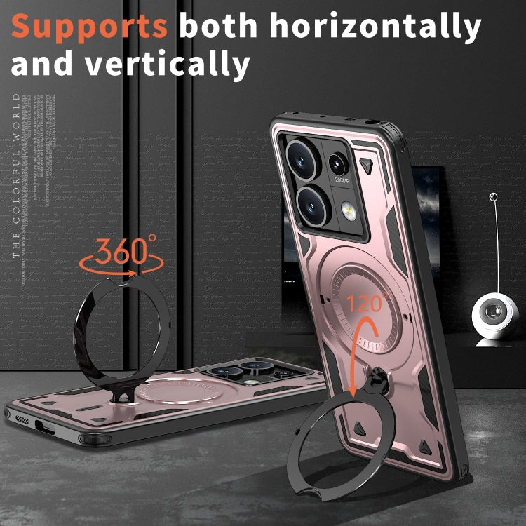 For Redmi Note 13 5G PC Hybrid TPU Armor MagSafe Ring Holder Phone Case
