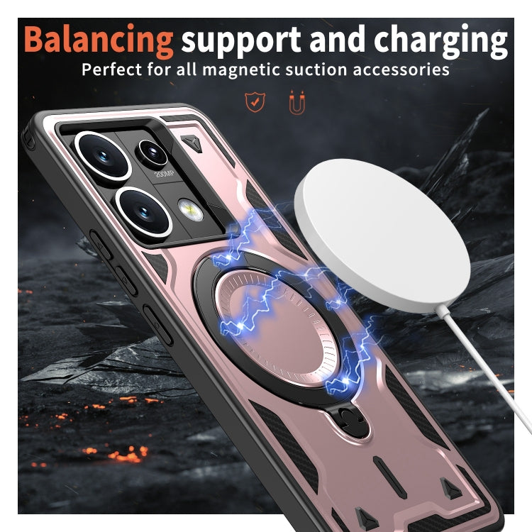 For Redmi Note 13 5G PC Hybrid TPU Armor MagSafe Ring Holder Phone Case