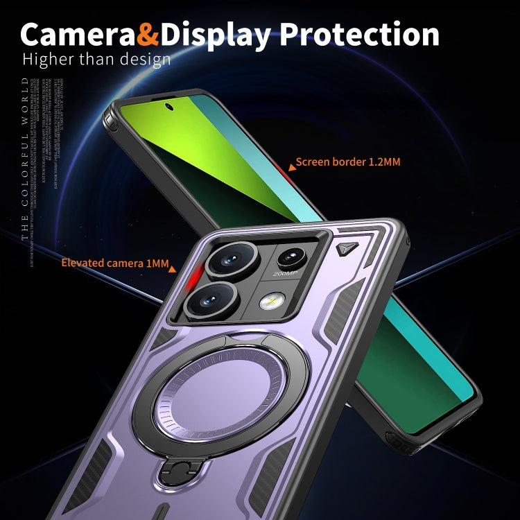 For Redmi Note 13 5G PC Hybrid TPU Armor MagSafe Ring Holder Phone Case