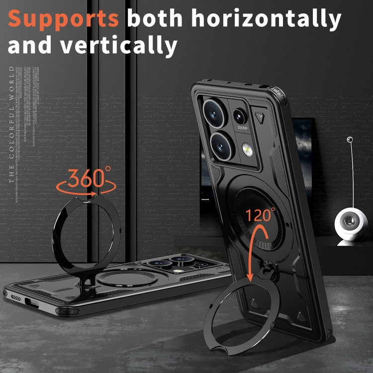 For Redmi Note 13 Pro 5G PC Hybrid TPU Armor MagSafe Ring Holder Phone Case