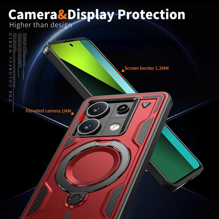 For Redmi Note 13 Pro 5G PC Hybrid TPU Armor MagSafe Ring Holder Phone Case