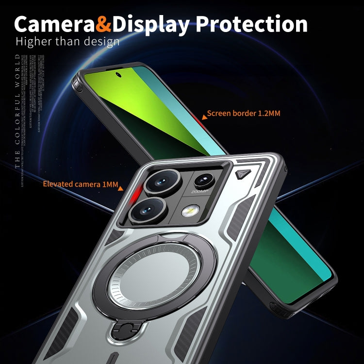 For Redmi Note 13 Pro 5G PC Hybrid TPU Armor MagSafe Ring Holder Phone Case
