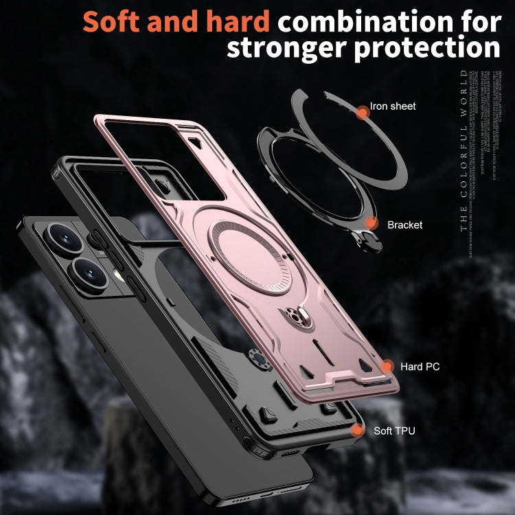 For Redmi Note 13 Pro 5G PC Hybrid TPU Armor MagSafe Ring Holder Phone Case