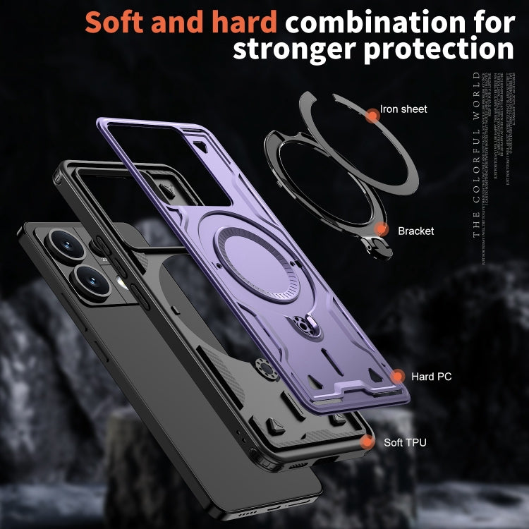For Redmi Note 13 Pro 5G PC Hybrid TPU Armor MagSafe Ring Holder Phone Case