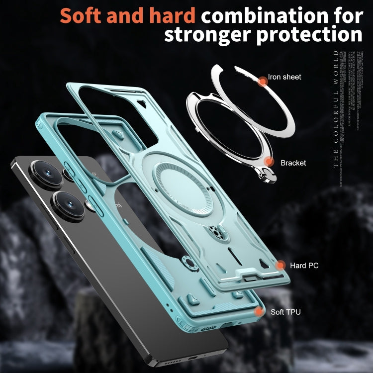 For Redmi Note 13 Pro 4G PC Hybrid TPU Armor MagSafe Ring Holder Phone Case