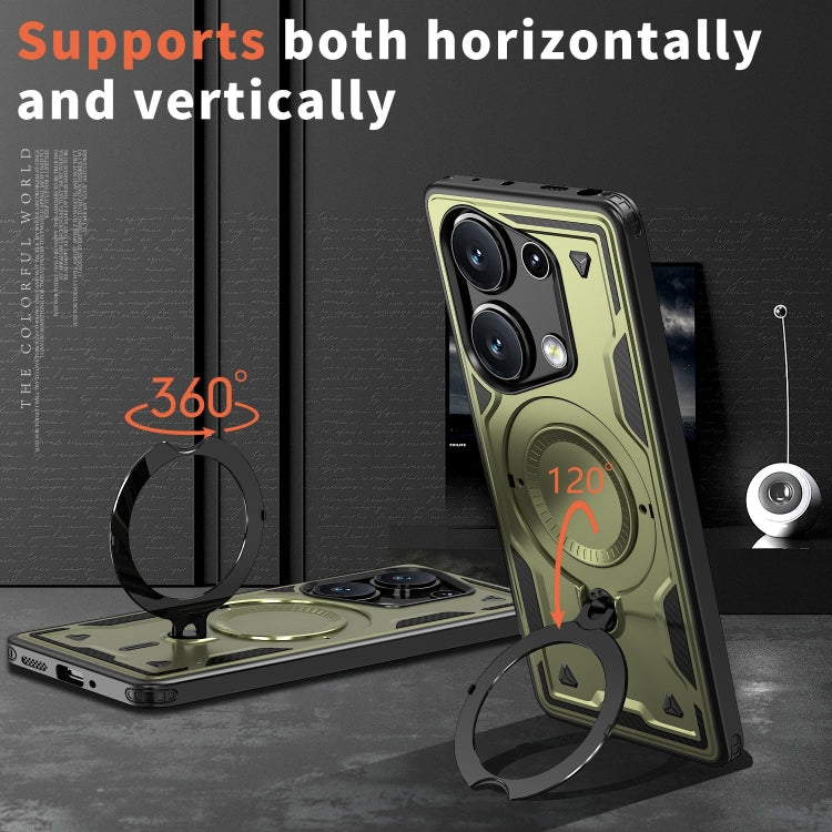 For Redmi Note 13 Pro 4G PC Hybrid TPU Armor MagSafe Ring Holder Phone Case