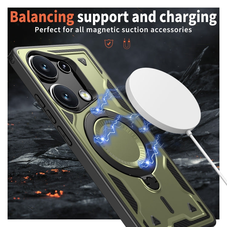 For Redmi Note 13 Pro 4G PC Hybrid TPU Armor MagSafe Ring Holder Phone Case