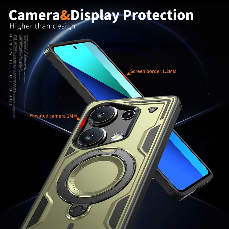 For Redmi Note 13 Pro 4G PC Hybrid TPU Armor MagSafe Ring Holder Phone Case