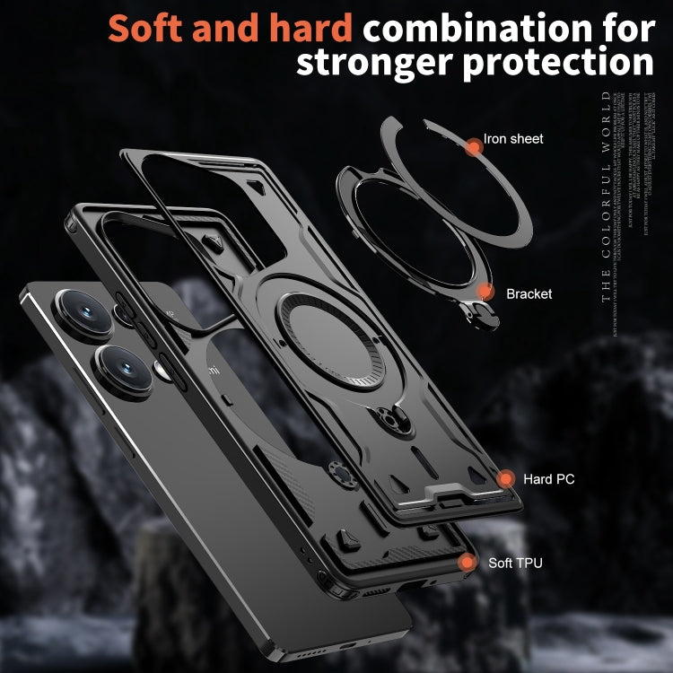For Redmi Note 13 Pro 4G PC Hybrid TPU Armor MagSafe Ring Holder Phone Case