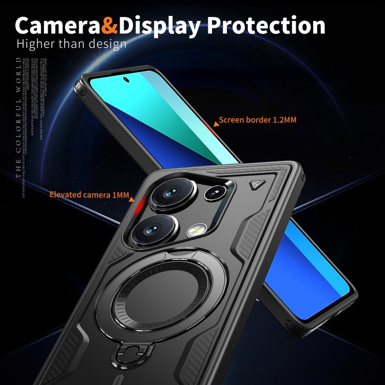 For Redmi Note 13 Pro 4G PC Hybrid TPU Armor MagSafe Ring Holder Phone Case