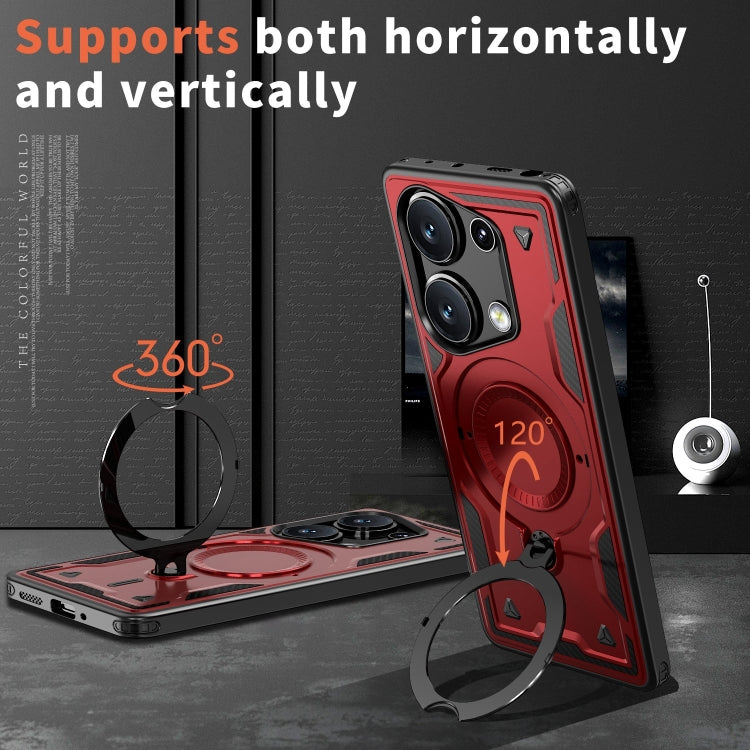 For Redmi Note 13 Pro 4G PC Hybrid TPU Armor MagSafe Ring Holder Phone Case