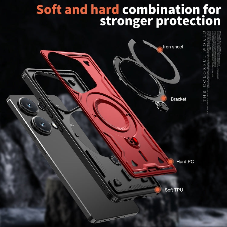 For Redmi Note 13 Pro 4G PC Hybrid TPU Armor MagSafe Ring Holder Phone Case