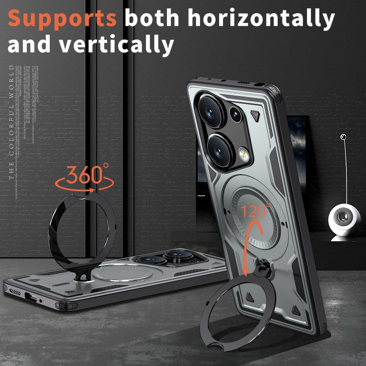 For Redmi Note 13 Pro 4G PC Hybrid TPU Armor MagSafe Ring Holder Phone Case