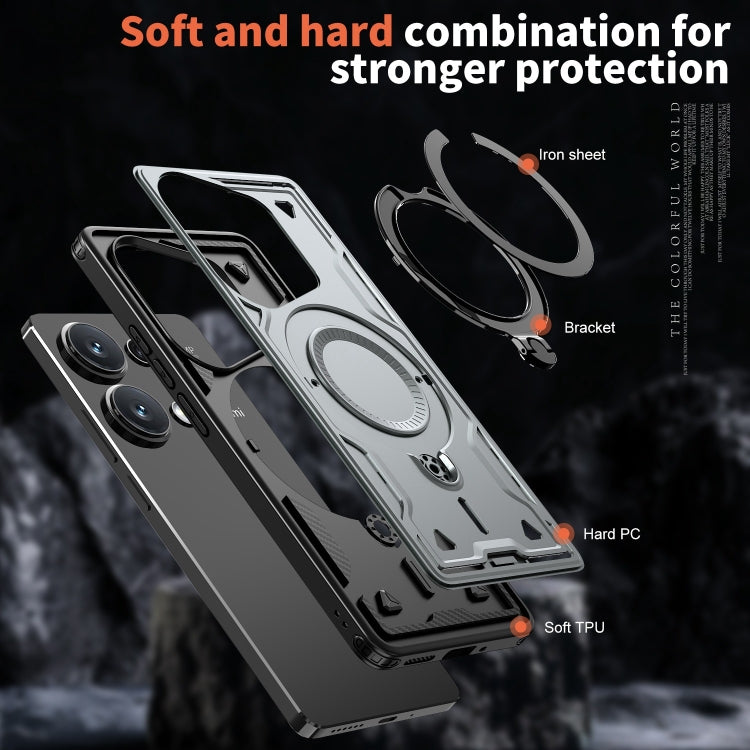 For Redmi Note 13 Pro 4G PC Hybrid TPU Armor MagSafe Ring Holder Phone Case