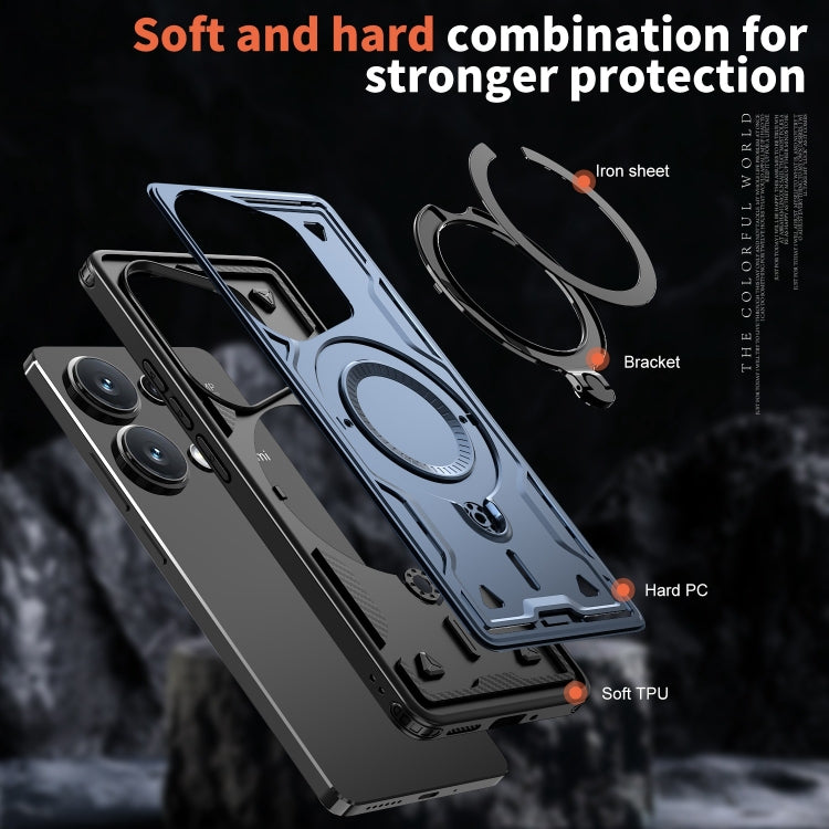For Redmi Note 13 Pro 4G PC Hybrid TPU Armor MagSafe Ring Holder Phone Case