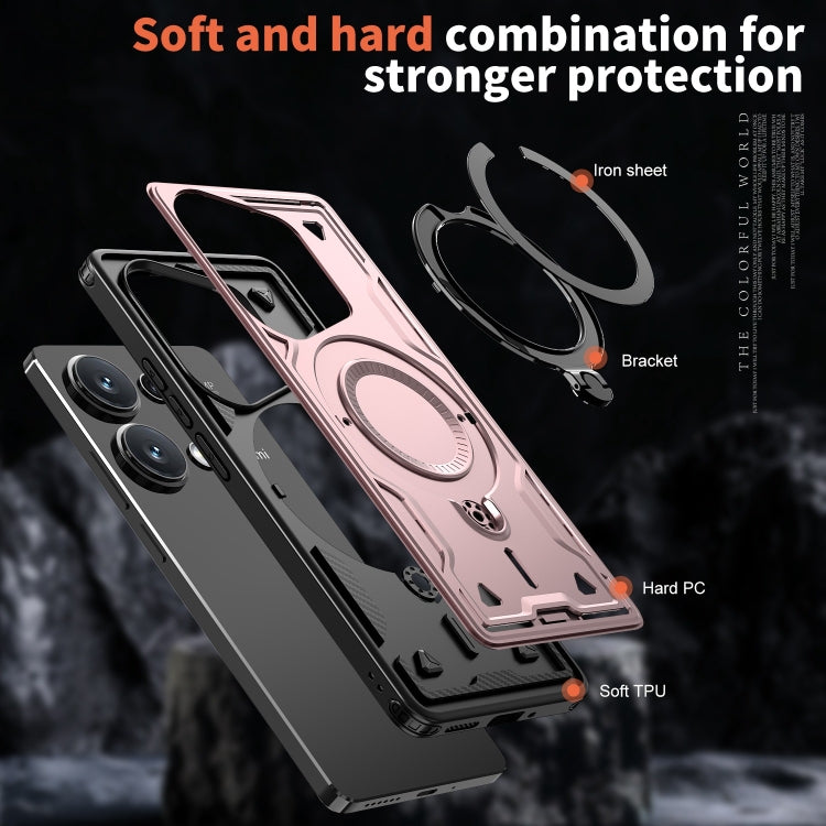 For Redmi Note 13 Pro 4G PC Hybrid TPU Armor MagSafe Ring Holder Phone Case