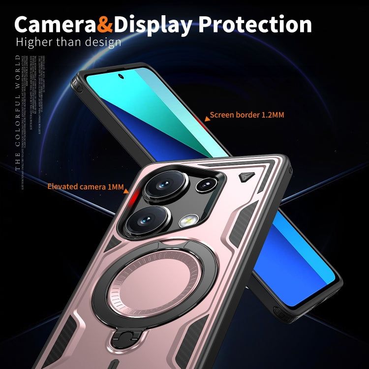 For Redmi Note 13 Pro 4G PC Hybrid TPU Armor MagSafe Ring Holder Phone Case