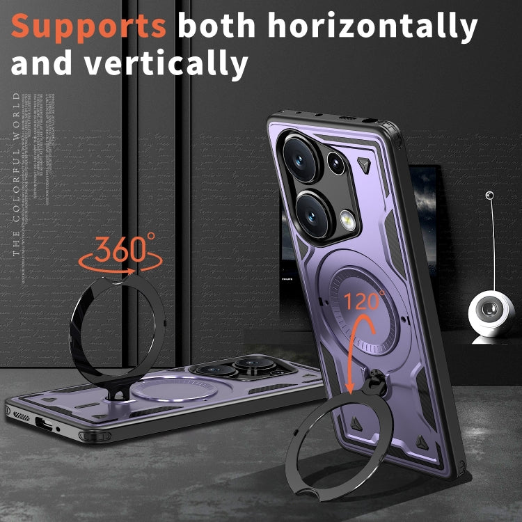 For Redmi Note 13 Pro 4G PC Hybrid TPU Armor MagSafe Ring Holder Phone Case