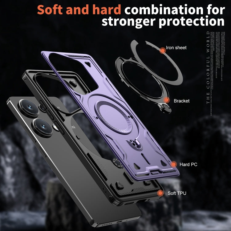 For Redmi Note 13 Pro 4G PC Hybrid TPU Armor MagSafe Ring Holder Phone Case