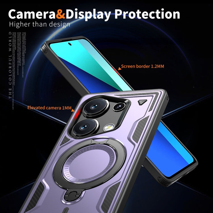 For Redmi Note 13 Pro 4G PC Hybrid TPU Armor MagSafe Ring Holder Phone Case