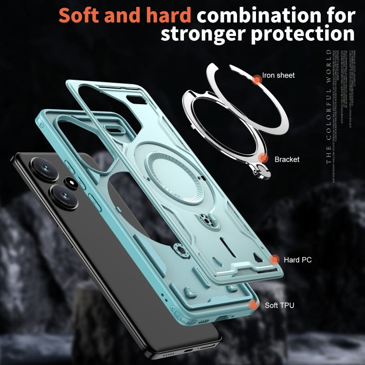 For Redmi Note 13 Pro+ PC Hybrid TPU Armor MagSafe Ring Holder Phone Case