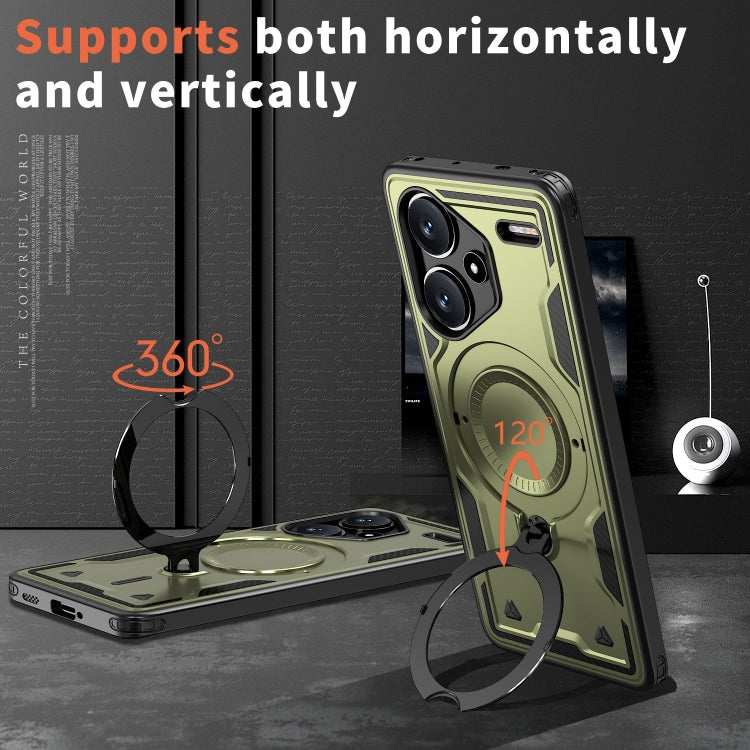 For Redmi Note 13 Pro+ PC Hybrid TPU Armor MagSafe Ring Holder Phone Case