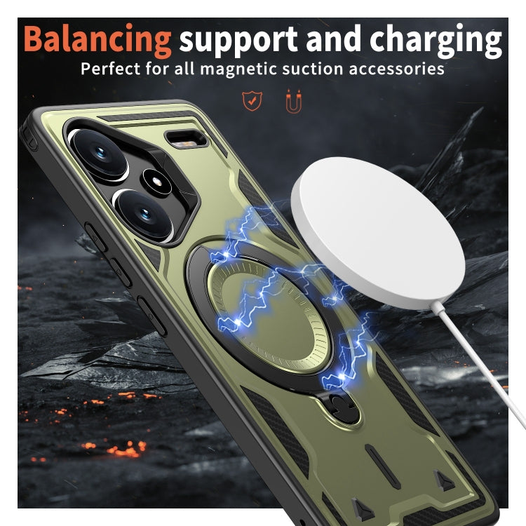 For Redmi Note 13 Pro+ PC Hybrid TPU Armor MagSafe Ring Holder Phone Case