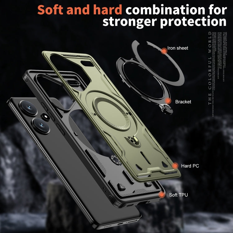 For Redmi Note 13 Pro+ PC Hybrid TPU Armor MagSafe Ring Holder Phone Case
