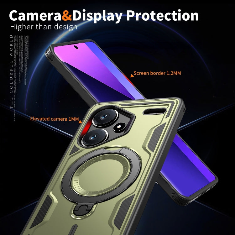 For Redmi Note 13 Pro+ PC Hybrid TPU Armor MagSafe Ring Holder Phone Case