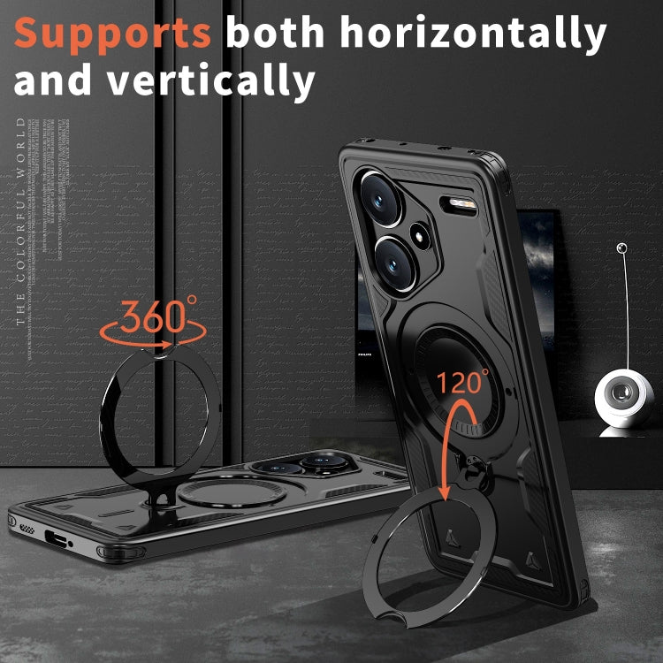 For Redmi Note 13 Pro+ PC Hybrid TPU Armor MagSafe Ring Holder Phone Case