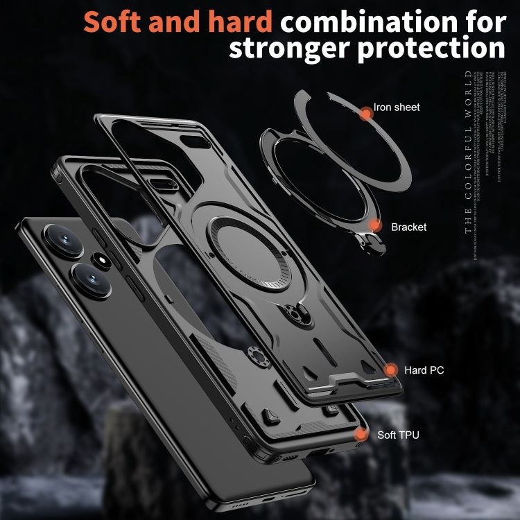For Redmi Note 13 Pro+ PC Hybrid TPU Armor MagSafe Ring Holder Phone Case