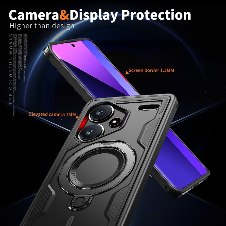 For Redmi Note 13 Pro+ PC Hybrid TPU Armor MagSafe Ring Holder Phone Case
