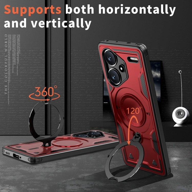 For Redmi Note 13 Pro+ PC Hybrid TPU Armor MagSafe Ring Holder Phone Case