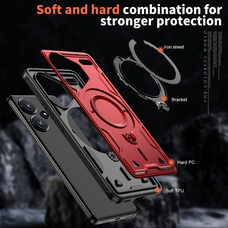For Redmi Note 13 Pro+ PC Hybrid TPU Armor MagSafe Ring Holder Phone Case