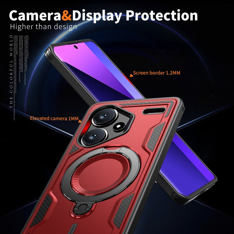 For Redmi Note 13 Pro+ PC Hybrid TPU Armor MagSafe Ring Holder Phone Case