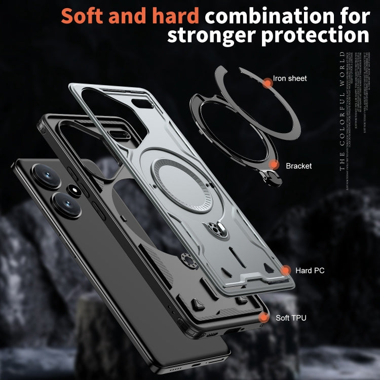 For Redmi Note 13 Pro+ PC Hybrid TPU Armor MagSafe Ring Holder Phone Case