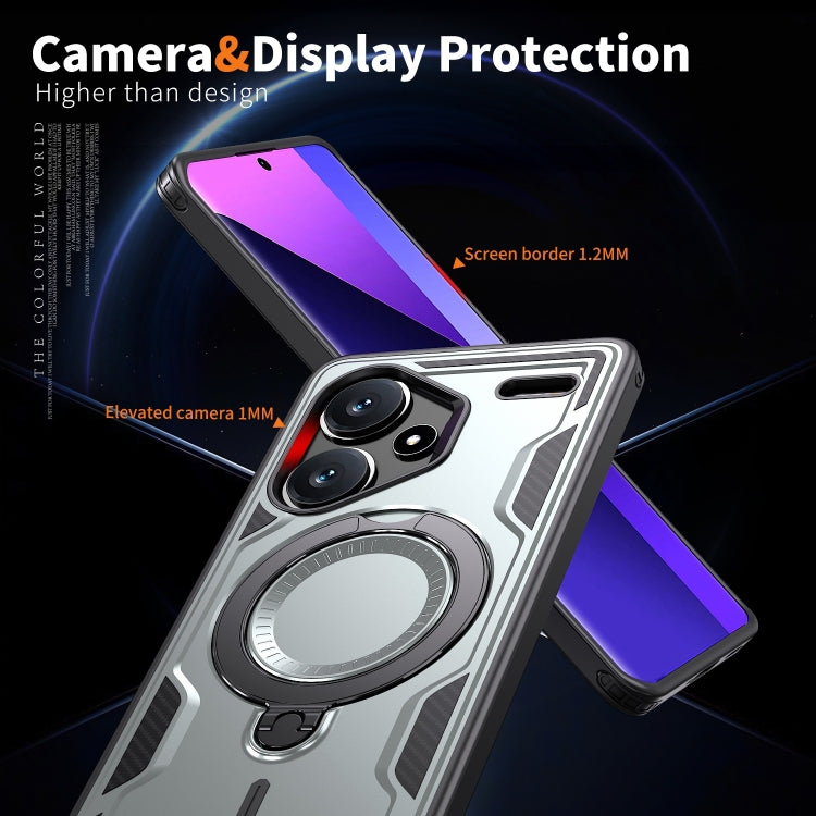 For Redmi Note 13 Pro+ PC Hybrid TPU Armor MagSafe Ring Holder Phone Case