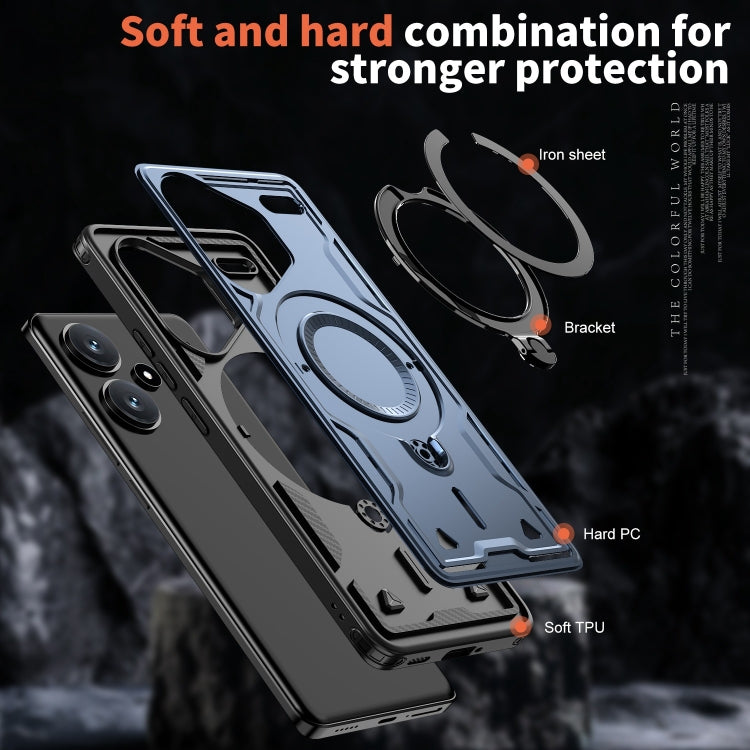 For Redmi Note 13 Pro+ PC Hybrid TPU Armor MagSafe Ring Holder Phone Case