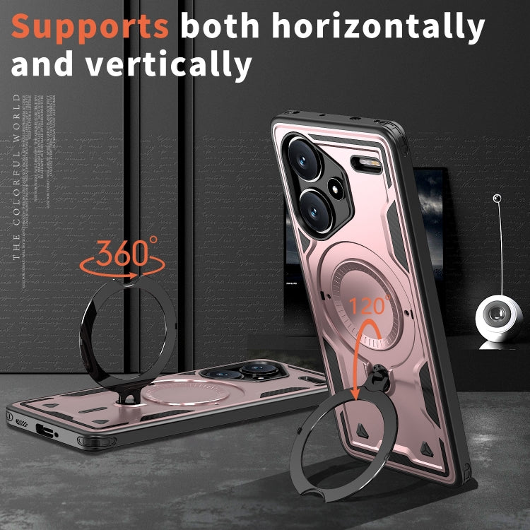 For Redmi Note 13 Pro+ PC Hybrid TPU Armor MagSafe Ring Holder Phone Case