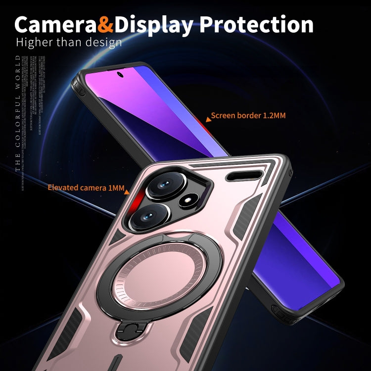 For Redmi Note 13 Pro+ PC Hybrid TPU Armor MagSafe Ring Holder Phone Case