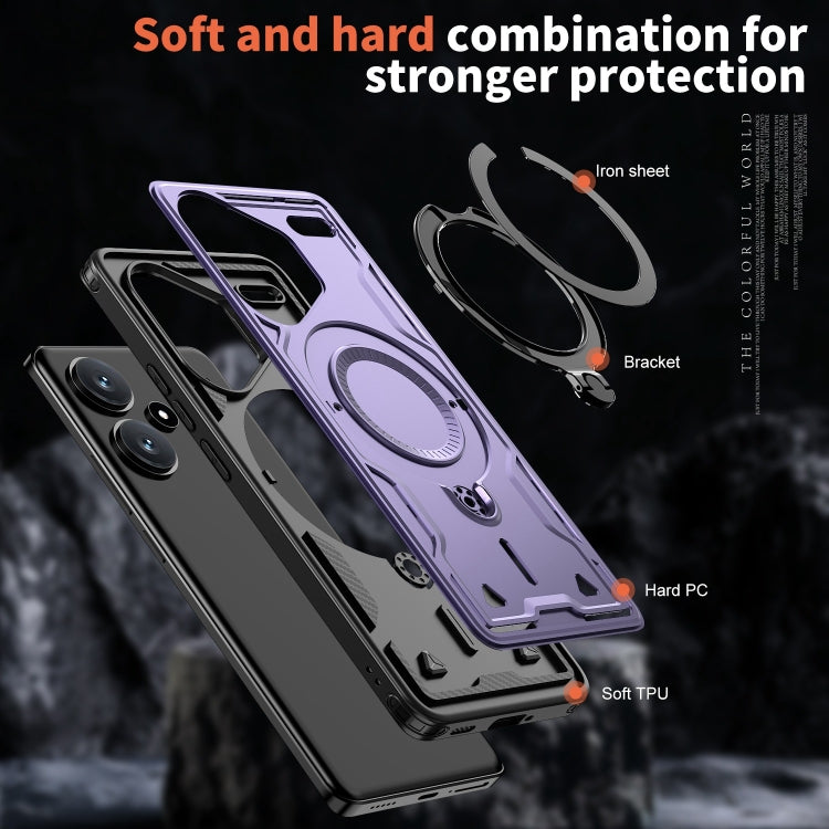 For Redmi Note 13 Pro+ PC Hybrid TPU Armor MagSafe Ring Holder Phone Case