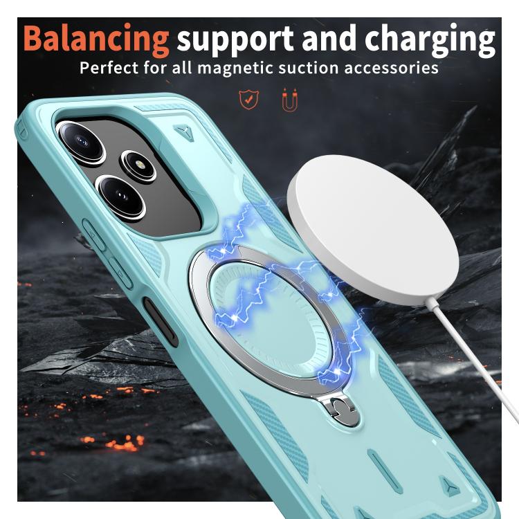 For Redmi 12 5G PC Hybrid TPU Armor MagSafe Ring Holder Phone Case