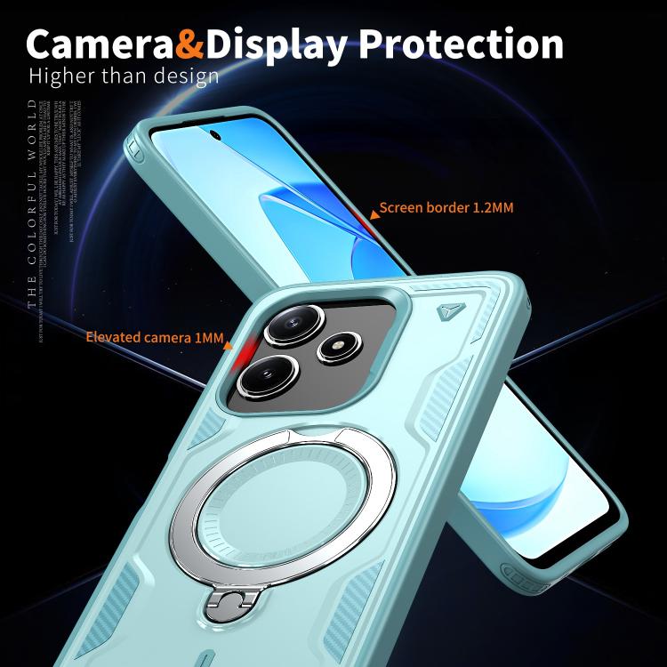 For Redmi 12 5G PC Hybrid TPU Armor MagSafe Ring Holder Phone Case