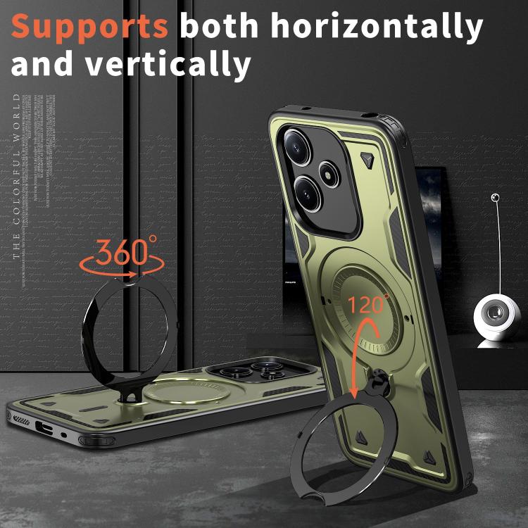 For Redmi 12 5G PC Hybrid TPU Armor MagSafe Ring Holder Phone Case